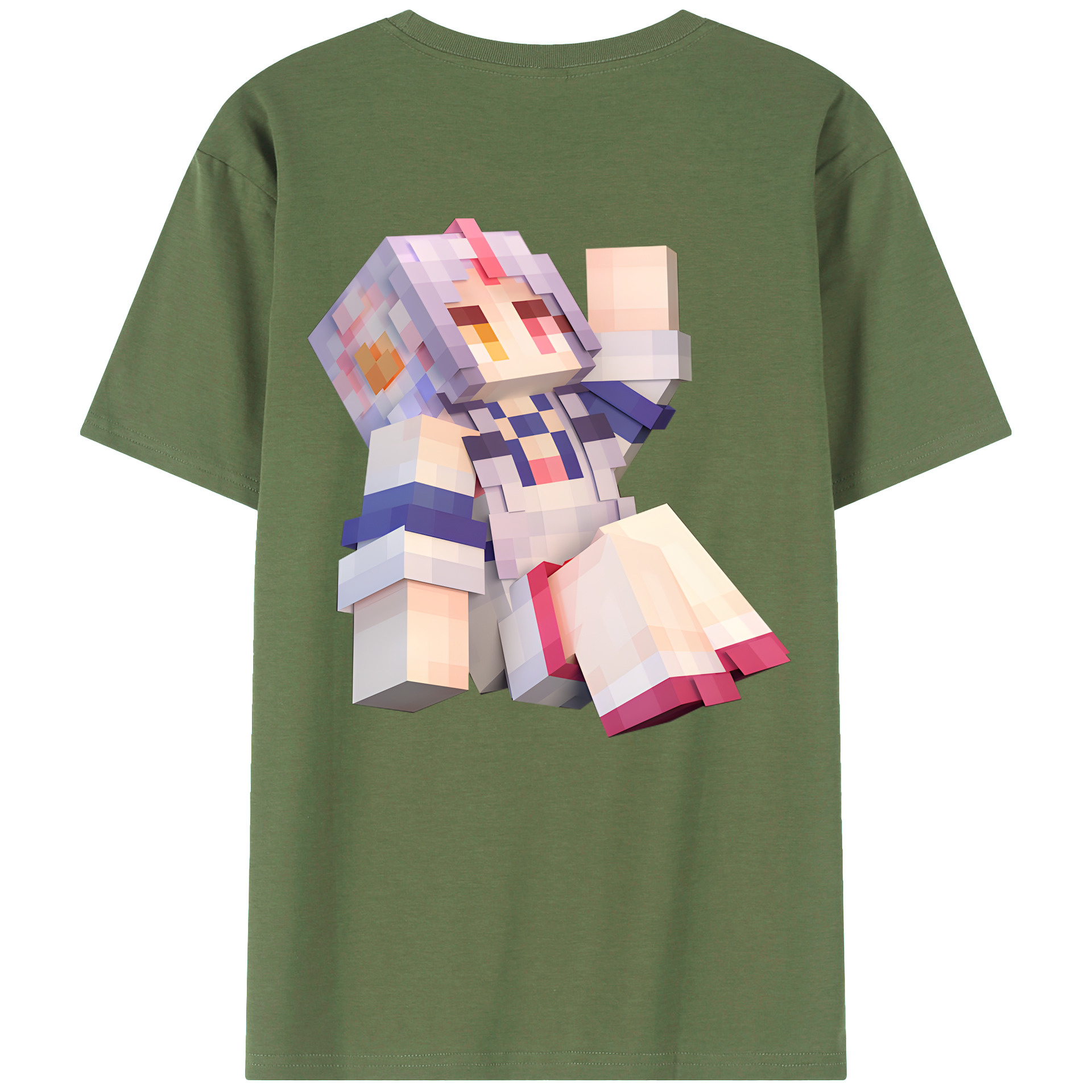 （画像用） マインクラフト ブロックの世界 Minecraft MC Block world 綿100％ メンズ半袖Tシャツ（バックプリント） 通気性